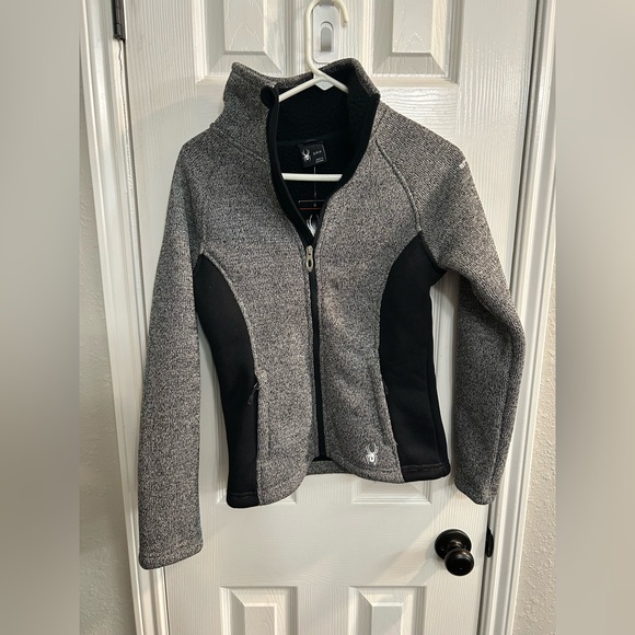 Spyder Stella Jacket Womens Small Charcoal Heather Fleece Lined Zip Pockets NWT - Picture 1 of 9